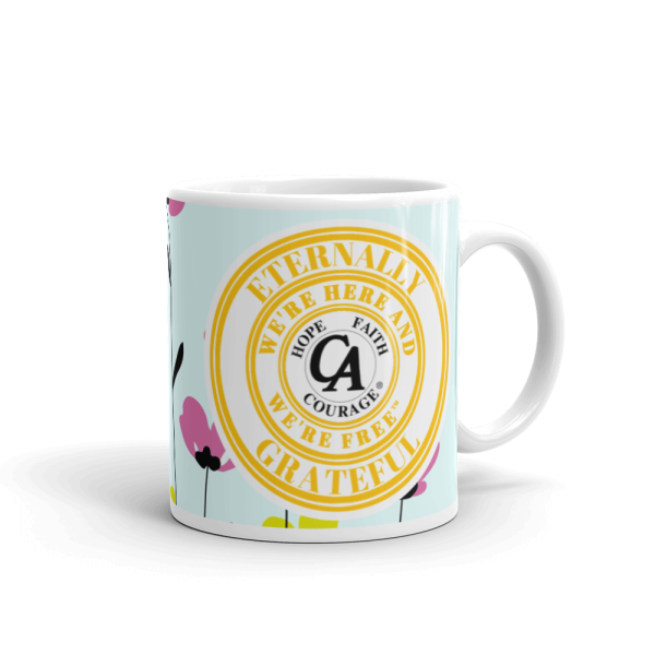 ETERNALLY GRATEFUL FLOWERS - White glossy mug