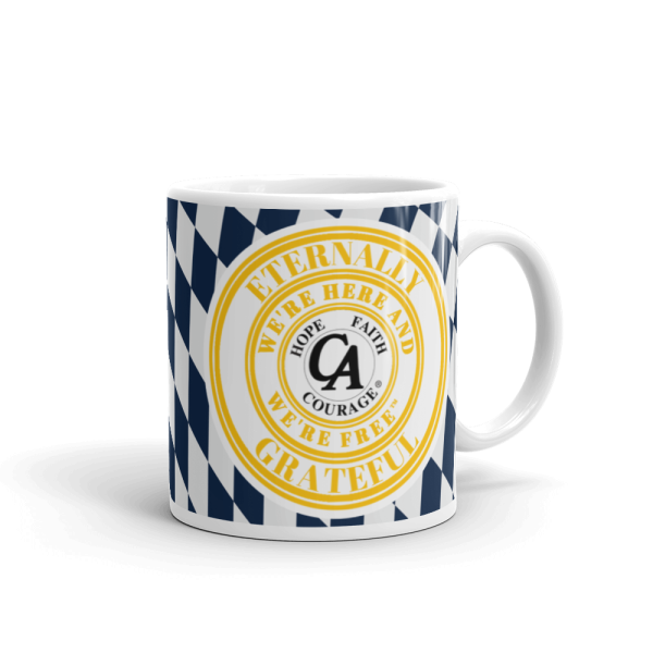 ETERNALLY GRATEFUL CHEQUERED - White glossy mug