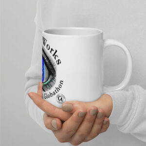 White glossy 5th Globathon Theme How It Works Mug